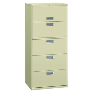 HON 5-Drawer Lateral File Cabinet with Lock, 30x19-1/4x67", Putty