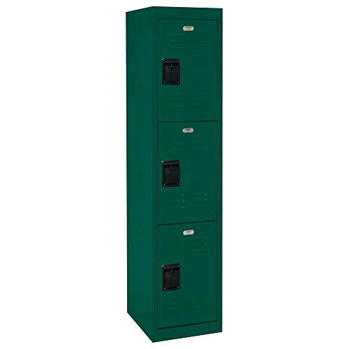 Sandusky Lee LF3B151866-08 3 Tier Welded Steel Storage Locker, 66" Height, Forest Green