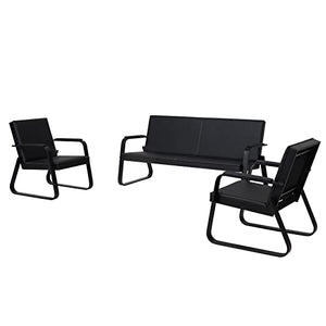 Kinfant 3 PCS Luxurious Guest Reception Chairs with Padded Arm Rest - Black