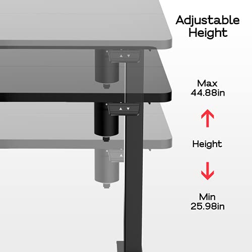 Electric Height Adjustable Standing Desk, 48 x 24 Inch Stand Up Desk Workstation with Desktop (03, Black)