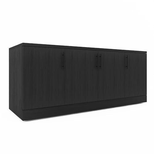 SKUTCHI DESIGNS INC. Sol Series 4 Door Storage Credenza | 70" W x 24" D | Black Cypress with Black Hardware