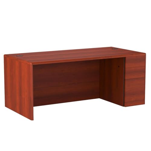HON 10700 Single Pedestal Desk, Full Right Pedestal, 72w x 36d x 29 1/2h, Cognac