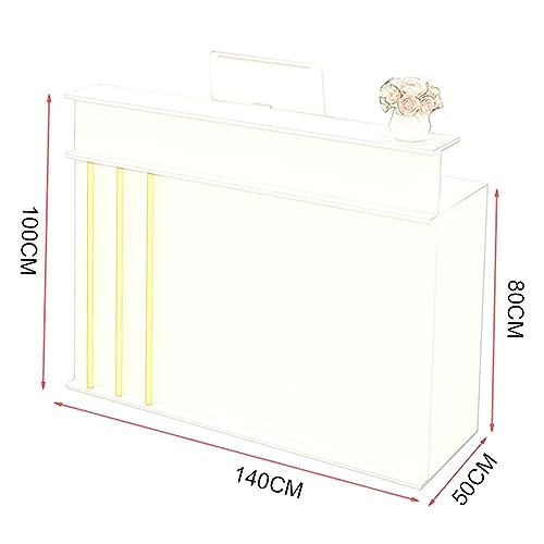 Reception Desk Counter Cashier Counter, Computer Desk with Locker, Wooden Black 140 * 50 * 100CM