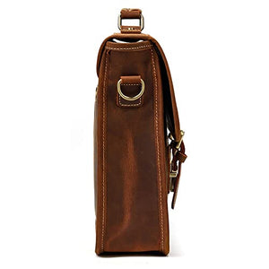 LSDJGDDE Handmade Men's Retro Handbag Men's Business Briefcase Computer Shoulder Messenger Bag (Color : A, Size : 29 * 38 * 9cm)