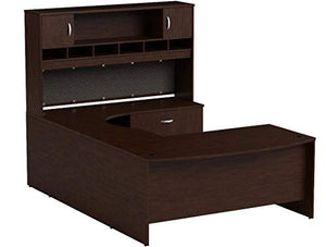 Bush Business Furniture SRC005MRRSU Series C 72W Right Handed Bow Front U Shaped Desk with Hutch and Storage, Mocha Cherry