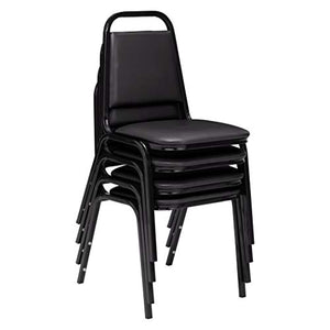 National Public Seating (4 Pack) NPS® 9100 Series Vinyl Upholstered Stack Chair, Black Seat/Frame