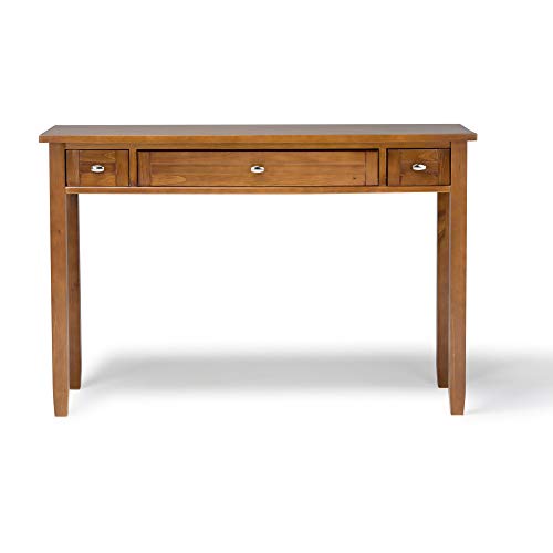 SIMPLIHOME Warm Shaker SOLID WOOD Rustic Modern 48 inch Wide Home Office Desk, Writing Table, Workstation, Study Table Furniture in Light Golden Brown with 2 Drawerss