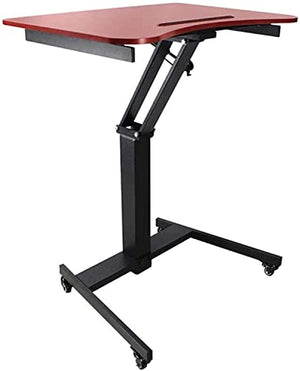 SMSOM Mobile Standing Desk, Height Adjustable Rolling Cart (Red)