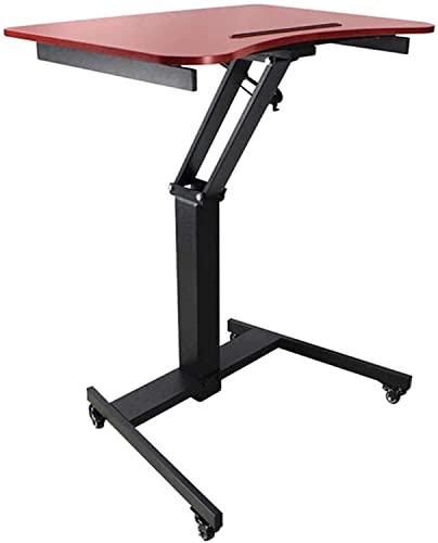 Mobile Standing Desk Height Adjustable Rolling Cart (Red)