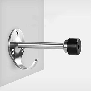 None Stainless Steel Wall-Mounted Door Stopper with Hook - 5 Pieces