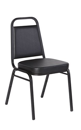 Iceberg 66361 Banquet Chair, 4-Pack, Trapezoid, 2.5" Cushion, Black Vinyl/Silver Frame (Made in USA)