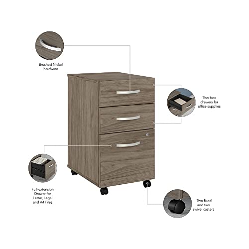 Bush Business Furniture Studio C 60-inch W Computer Desk with Mobile File Cabinet Bundle, Modern Hickory