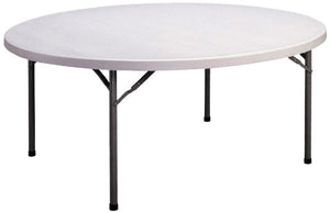 Correll CP48 Light Weight Economy Blow-Molded Plastic Folding Table, 72" Round, Gray Granite