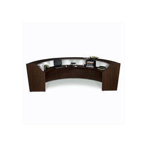 OFM Marque Series Plexi Single-Unit Curved Reception Station - Office Furniture Receptionist/Secretary Desk, Cherry (55310-CHY)