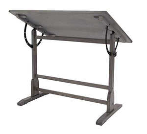 SD STUDIO DESIGNS Vintage Solid Wood Drawing 42" x 30" Angle Adjustable Top Drafting Table, Large, Slate Gray