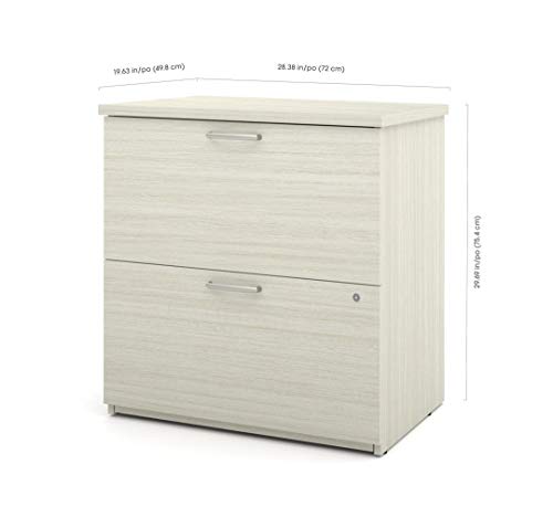 Bestar Logan U-Shaped Desk with Hutch, Lateral File Cabinet, Bookcase - 66W, White Chocolate