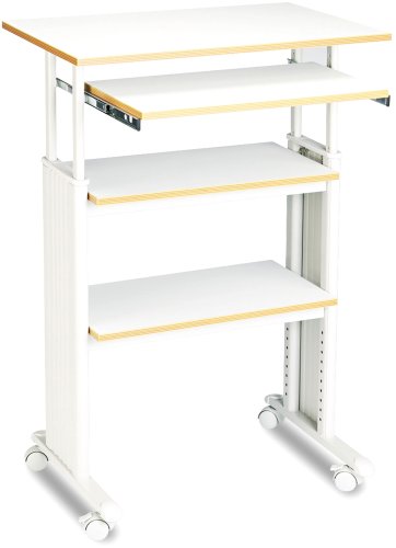 Safco Products 1929GR Muv 35-49" H Stand-Up Desk Adjustable Height Computer Workstation with Keyboard Shelf, Gray
