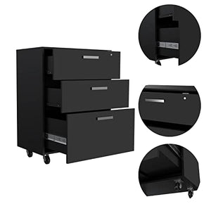 Generic 3-Drawer Rectangle Chest with Caster Black Wengue