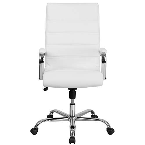 Flash Furniture High Back Office Chair | White LeatherSoft Office Chair with Wheels and Arms