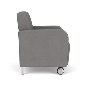 Lesro Siena 17.5" Polyurethane Lounge Reception Guest Chair in Gray/Silver