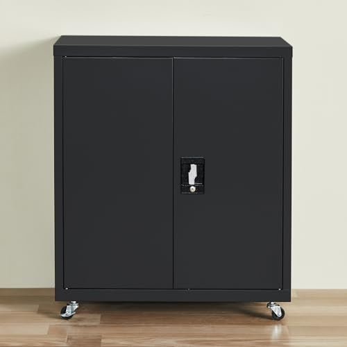 Aursrenty Metal Filing Cabinet with Lock and 4 Wheels