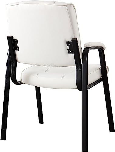 Naomi Home Mindy Office Guest Chair Set of 8 - Luxurious Leather Executive Chairs Set for Reception, Conference, Lobby - White