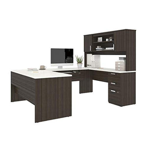 Bestar, Universel Collection, Executive Computer Desk with Pedestal and Hutch