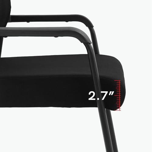 KLASIKA Adjustable Mesh Backrest Waiting Room Chairs with Wheels, Ergonomic Lumbar Support, 8 Pack Black