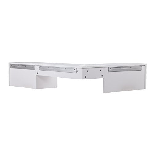 Southern Enterprises Flynn Floating Wall Mount Corner Desk - Storage Cubbies - Pure White Finish