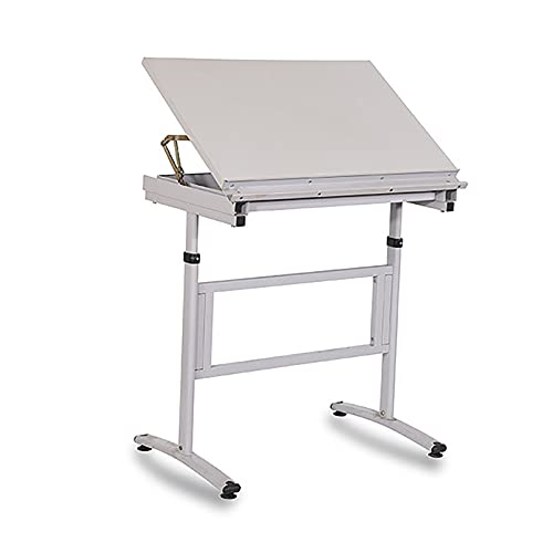 Teerwere Drafting Table Drawing Table Fine Art Work Table Engineering Machinery Drawing Table Adjustable Drawing Table (Color : White, Size : 60x90x76cm)