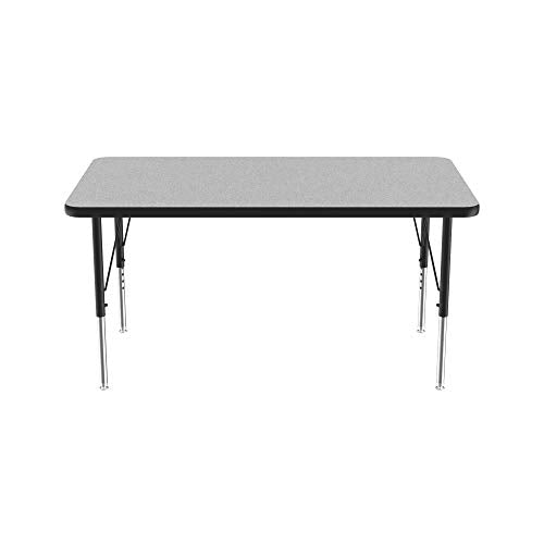 Correll AM2448-REC-15 Econoline Activity Table, Height Adjustable, 24"x48", Rectangular Smooth & Hard Gray Granite Melamine Top, Heavy Duty Legs, 24"x48" Rectangular, Multicolor