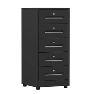 None Vertical Steel Filing Cabinet, 5-Drawer Lockable, Black, 40x39x85cm