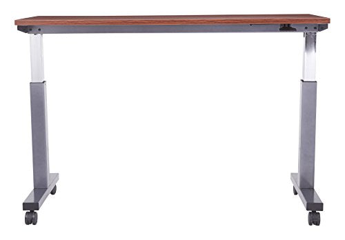 OSP Furniture PHAT2460C7 Pneumatic Height Adjustable Table, Cherry Top with Titanium Base