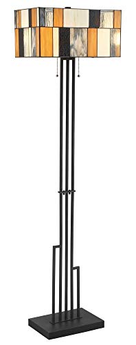 Lite Source Concertina Black Tiffany Style Floor Lamp
