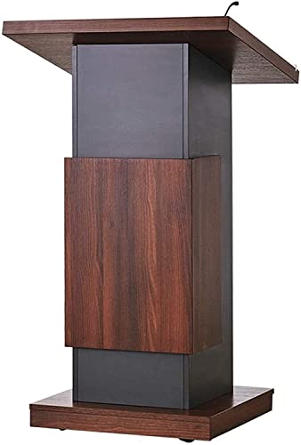 LaseVe Wooden Lectern Podium Stand with Lock Wheels - Brown