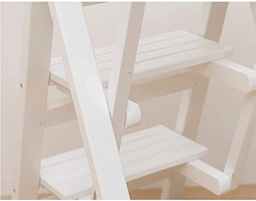 LUCEAE Wooden 3 Step Folding Ladder Stand - Portable Multi-Purpose Lightweight Non-Slip Step Stool