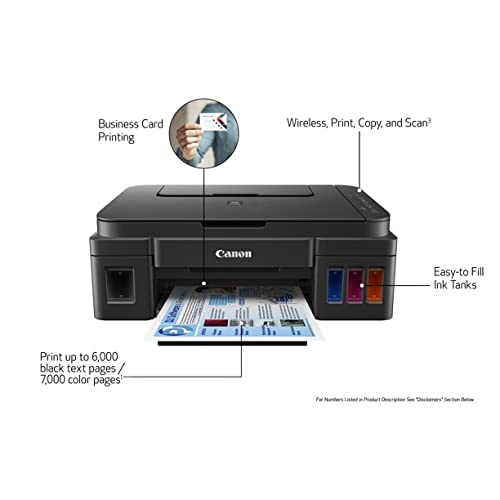 Canon PIXMA G Series Wireless MegaTank All-in-One Printer with Copier and Scanner, Built in Wi-Fi, Fast Print Speeds, Borderless Photos, Black, 32GB Durlyfish USB Card