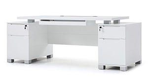 Ford Executive Modern Desk with Filing Cabinets - White Matte Finish