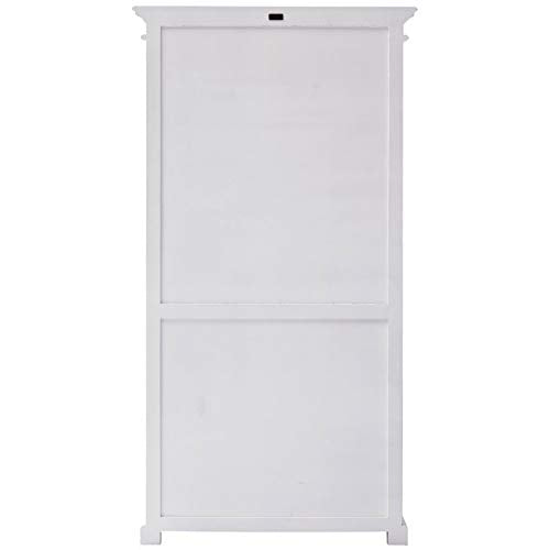 NovaSolo Halifax Pure White Mahogany Wood Bookcase With 4 Shelves And 3 Drawers