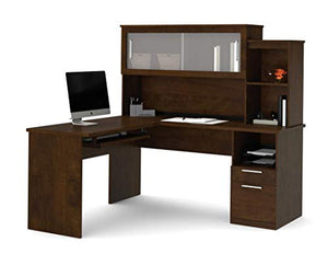 L-Shaped Desk with Pedestal and Hutch