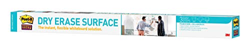 Post-it Dry Erase Whiteboard Film Surface for Walls, Doors, Tables, Chalkboards, Whiteboards, and More, Removable, Super Sticky, Stain-Proof, Easy Installation, 6 ft x 4 ft Roll (DEF6X4A)