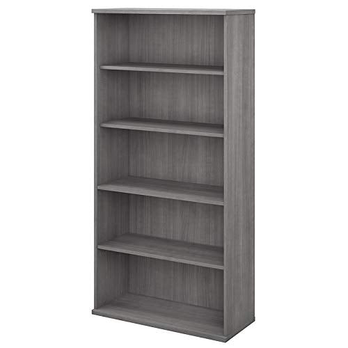 Home Square Platinum Gray 5 Shelf Engineered Wood Bookcase Set (Set of 2)