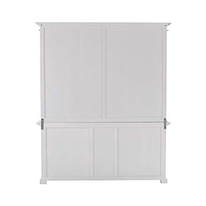 NovaSolo Furniture Halifax Mahogany Wood Bookcase 5 Doors 3 Drawers Classic White