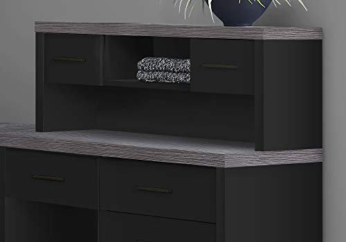 Monarch Specialties Computer Desk L-Shaped - Left or Right Set- Up - Corner Desk with Hutch 60"L (Black - Grey Top)