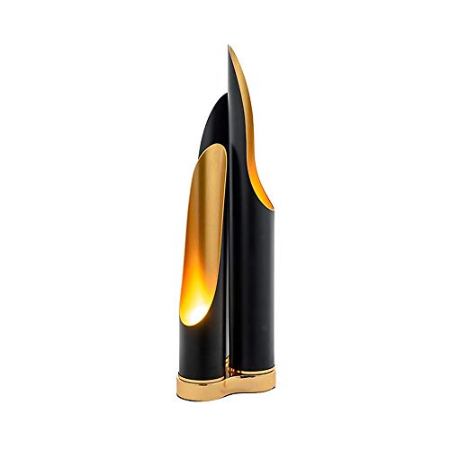 Wapipey 3-Lights Nordic Luxurious LED Iron Table Lamp Fashion Luxury Black Inner Gold Oblique Taper Tube Desk Light Living Room Study Bedroom Reading Lamp G9