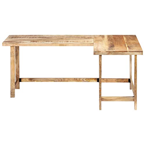 vidaXL Solid Mango Wood Desk Study Bedroom Office Table Writing Stand Home Indoor Corner Computer Desk Workstation Furniture 71"