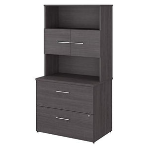 Bush Business Furniture Office 500 Lateral File Cabinet with Hutch, 36W, Storm Gray