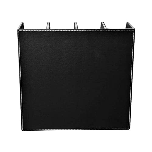 WFJDC Business Leather Quadruple File Holder Column Frame Shelf Desktop Storage Frame Book Office Supplies (Color : Black)