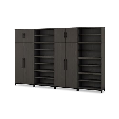 UPLIFTDESK MoPac Storage Wall 1 (Ash Gray) - Black Handles & Bases