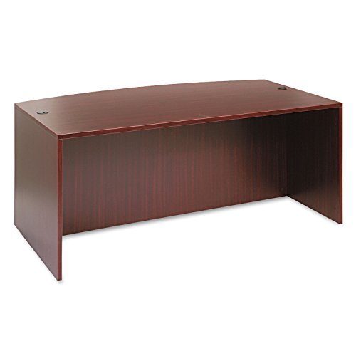 Alera ALEVA227236MY Valencia Bow Front Desk Shell, 71w x 35 1/2d to 41 3/8d x 29 5/8h, Mahogany